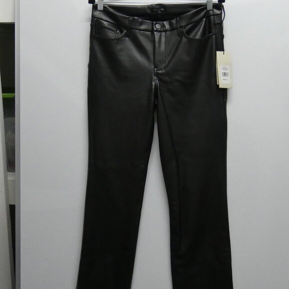 NWT NYDJ Sculpt-Her Black Faux Leather Marilyn Straight Pants Size 8 - Picture 2 of 6